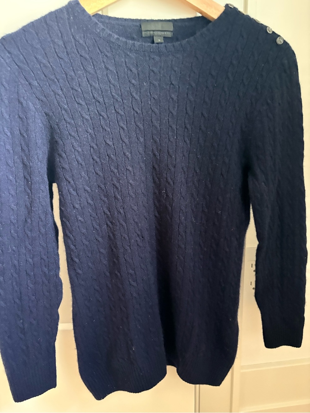 J.Crew Collection 100% cashmere cable nit sweater navy Small